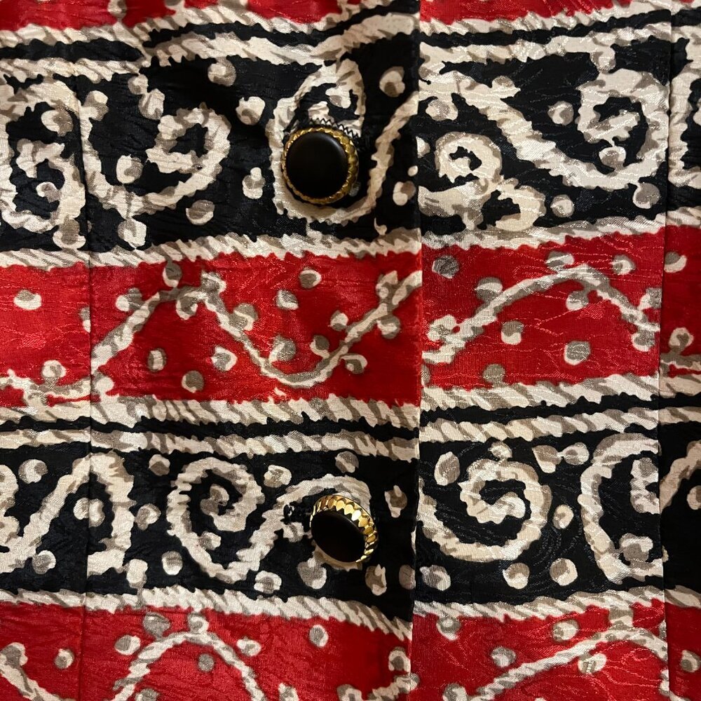 Vintage Made in USA Statement Jacket | Red Black Gold Geometric - Picture 3 of 9